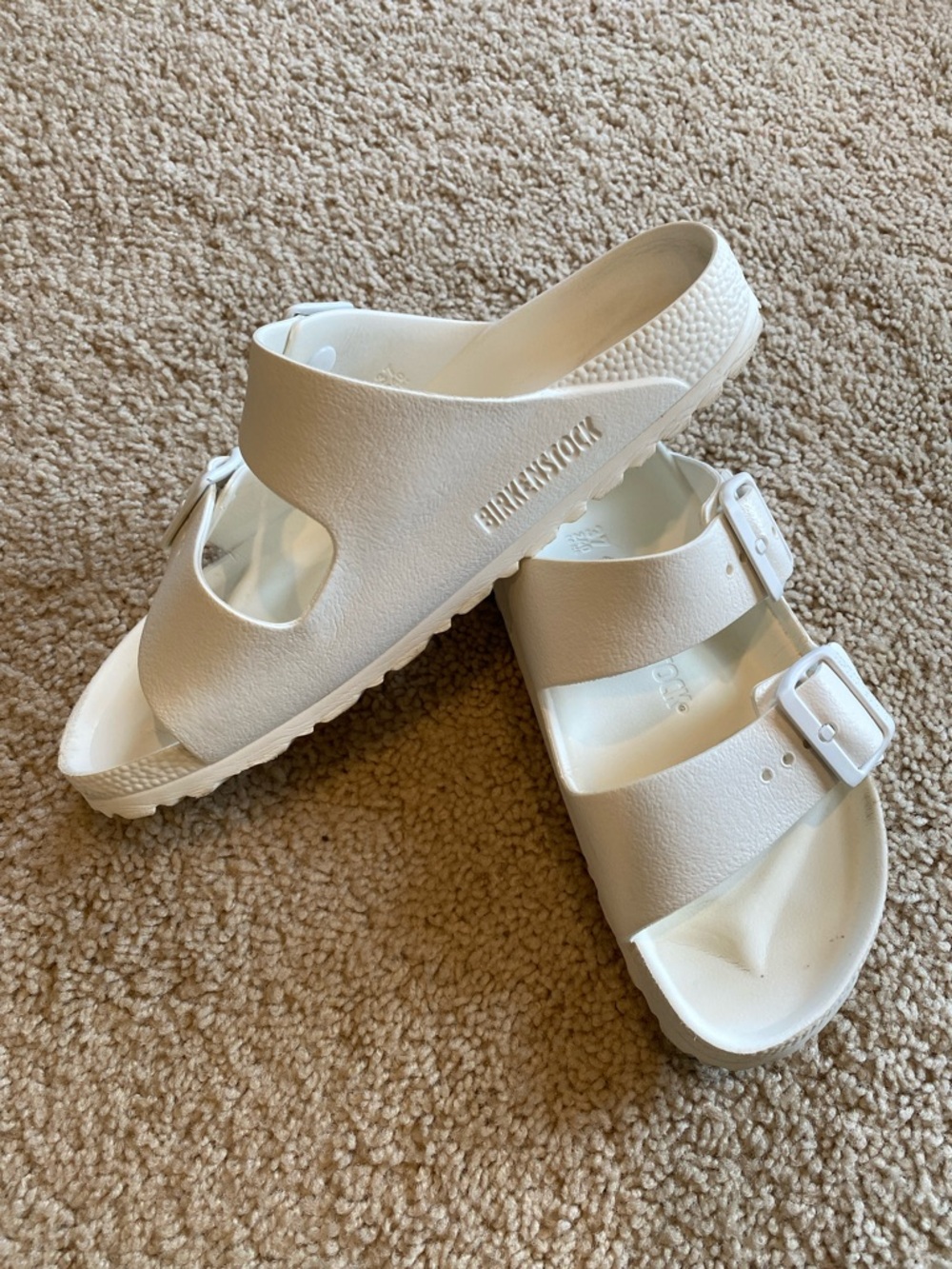 Birkenstock Cream Double Strap Slide Sandals